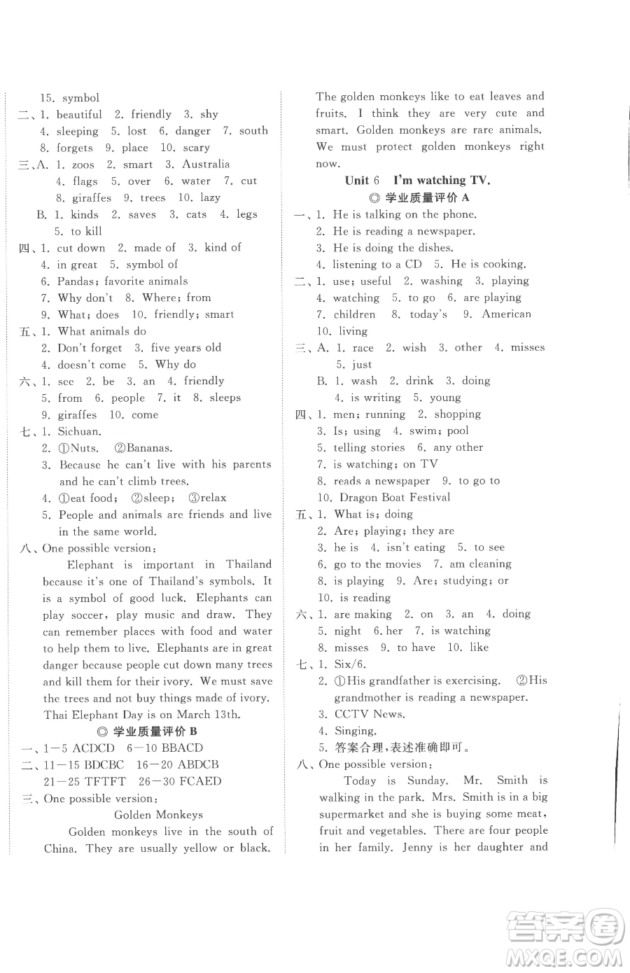 山東友誼出版社2023精練課堂分層作業(yè)七年級下冊英語人教版參考答案