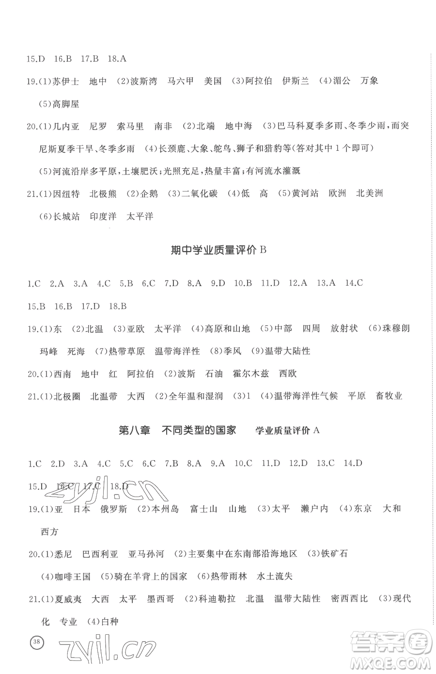 山東友誼出版社2023精練課堂分層作業(yè)七年級下冊地理商務星球版參考答案