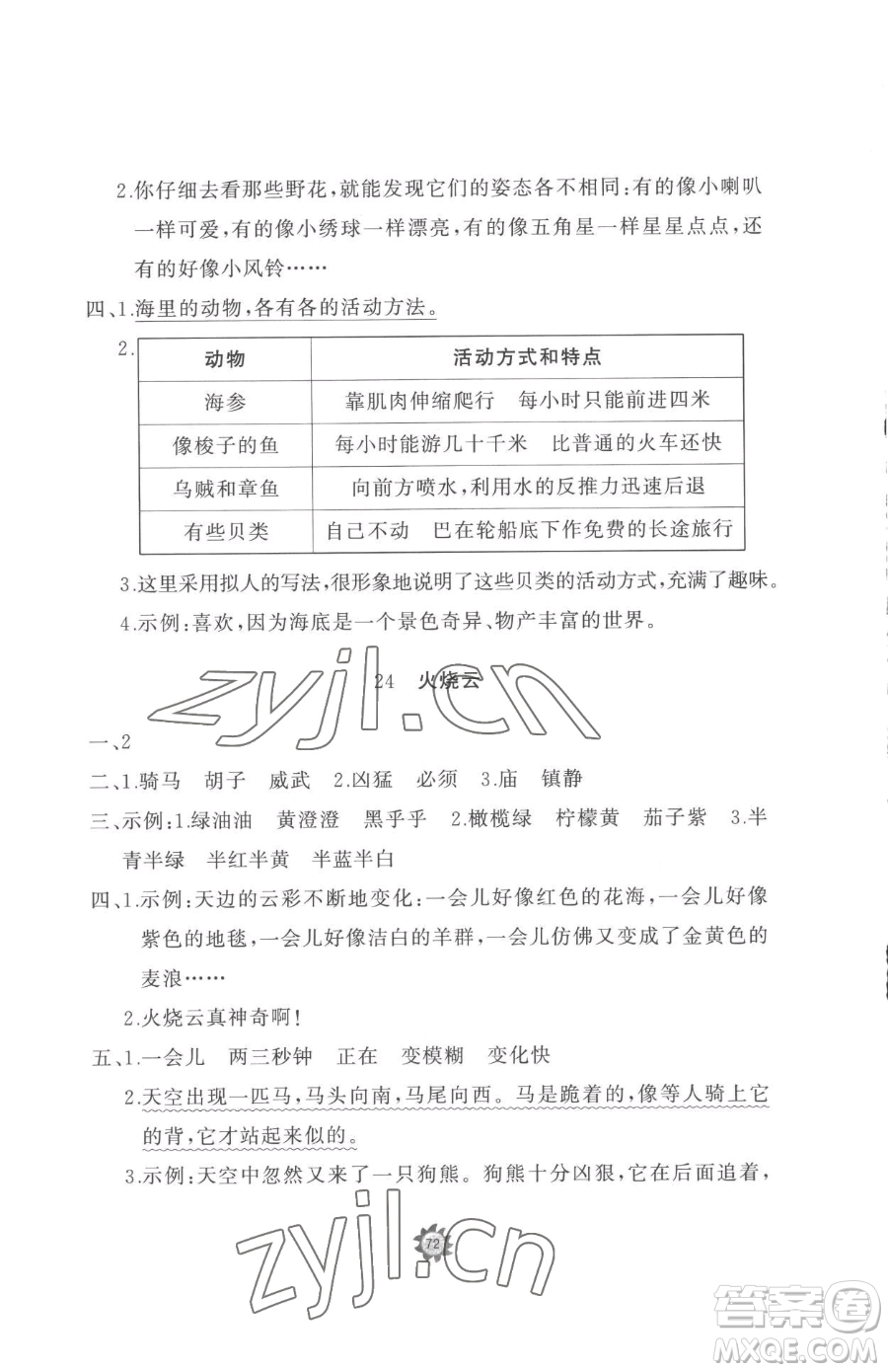 山東友誼出版社2023精練課堂分層作業(yè)三年級下冊語文人教版參考答案