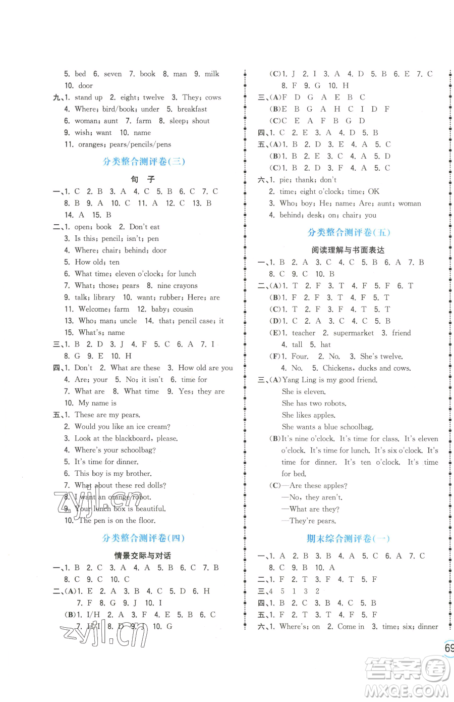 江西科學(xué)技術(shù)出版社2023奪冠金卷三年級下冊英語譯林版參考答案