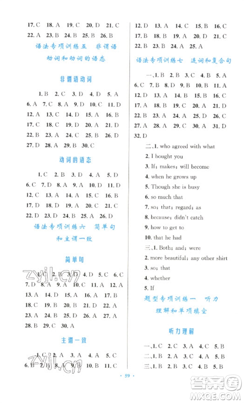 人民教育出版社2023初中總復(fù)習(xí)優(yōu)化設(shè)計九年級英語人教版參考答案