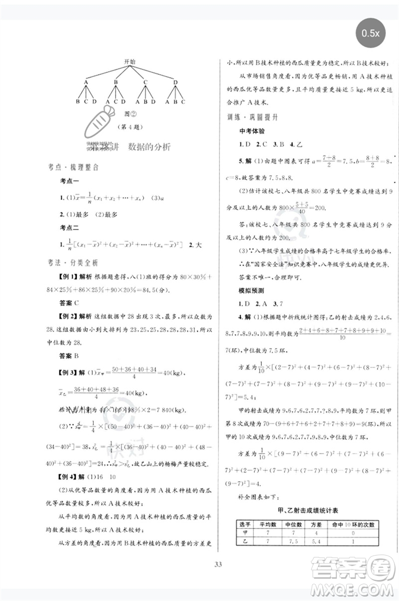 北京師范大學(xué)出版社2023初中總復(fù)習(xí)優(yōu)化設(shè)計(jì)九年級(jí)數(shù)學(xué)北師大版參考答案