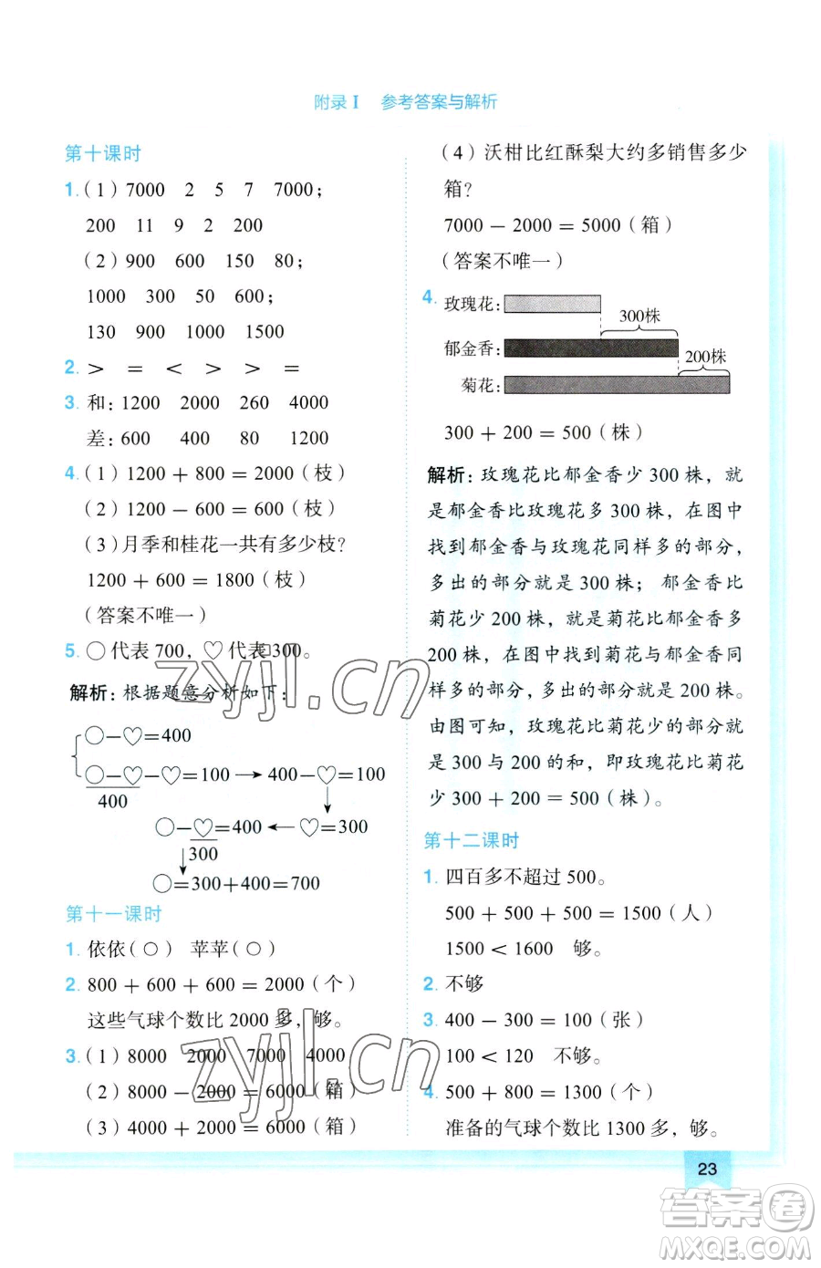 龍門書局2023黃岡小狀元作業(yè)本二年級下冊數(shù)學人教版參考答案