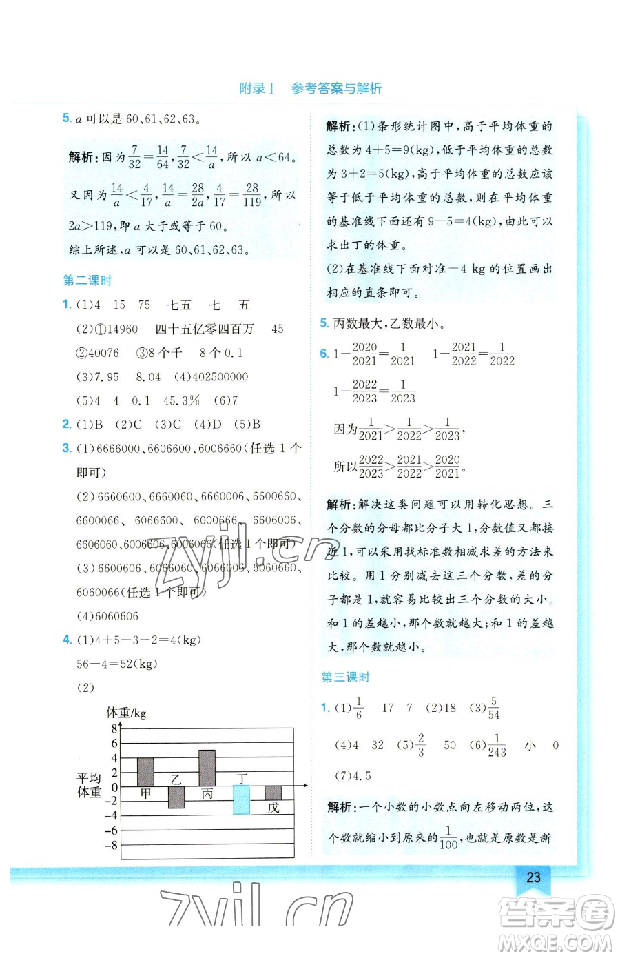 龍門書局2023黃岡小狀元作業(yè)本六年級下冊數(shù)學(xué)人教版參考答案