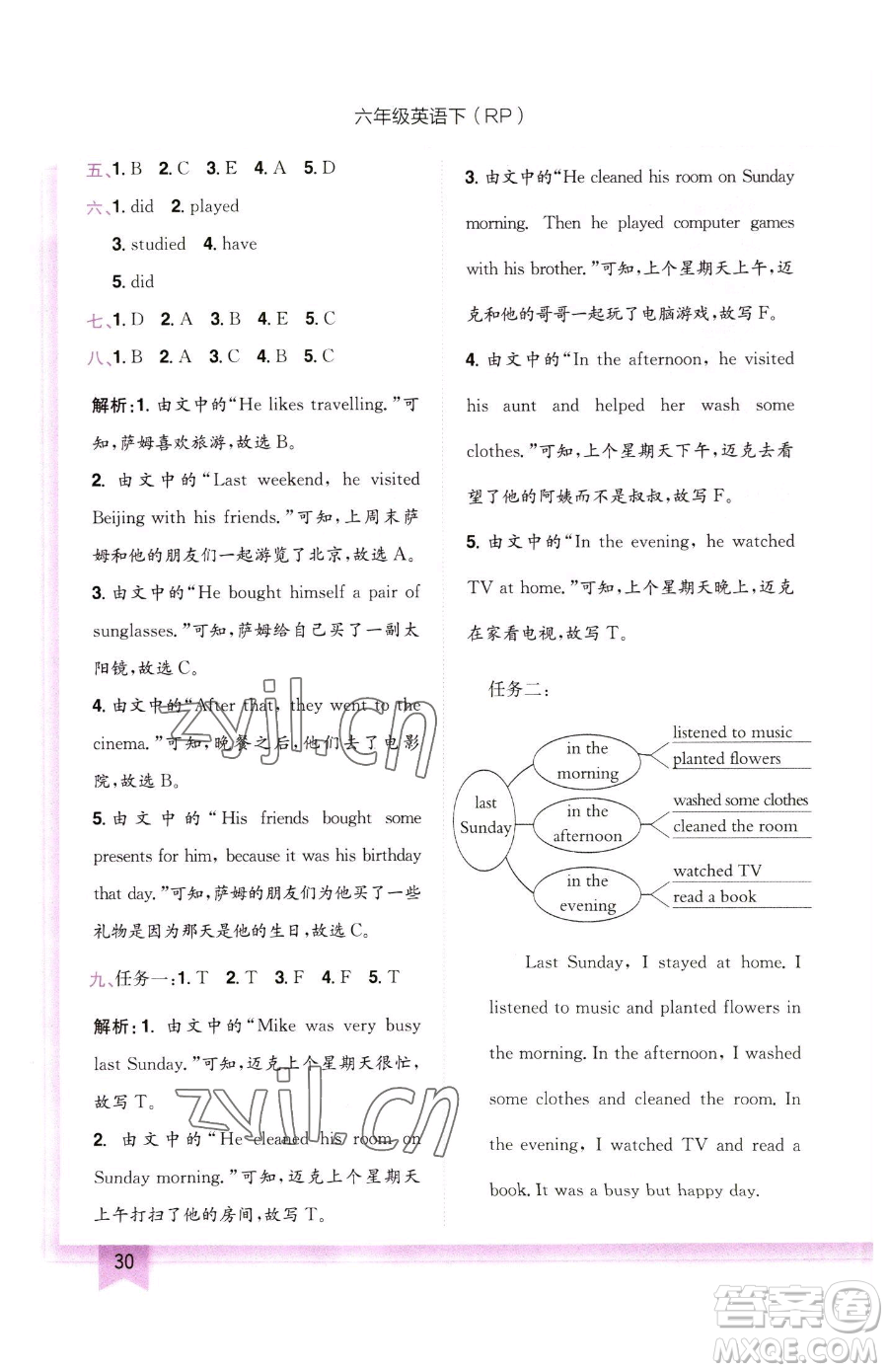 龍門書局2023黃岡小狀元作業(yè)本六年級下冊英語人教版參考答案