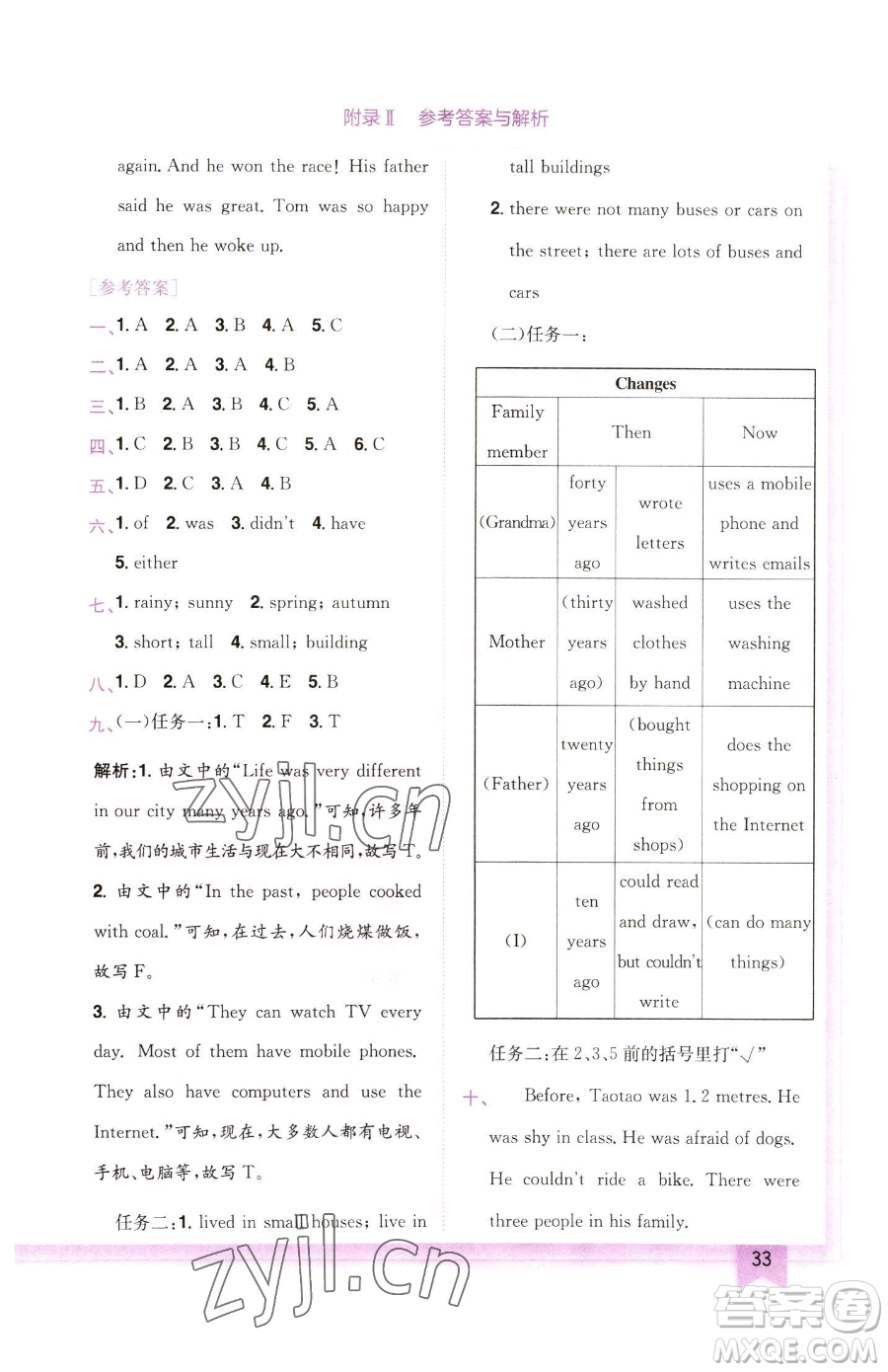 龍門書局2023黃岡小狀元作業(yè)本六年級下冊英語人教版參考答案