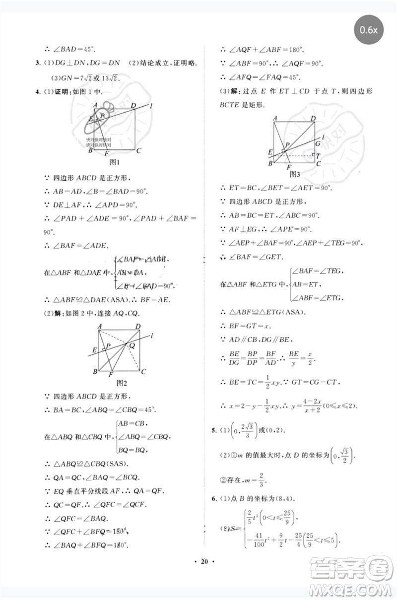 山東教育出版社2023初中總復(fù)習(xí)手冊分層專題卷九年級數(shù)學(xué)五四制通用版煙臺專版參考答案