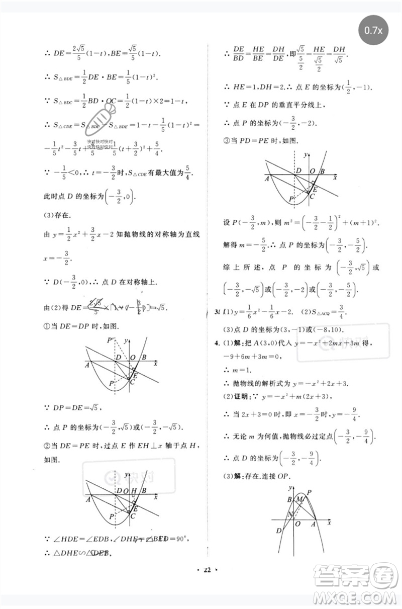 山東教育出版社2023初中總復(fù)習(xí)手冊分層專題卷九年級數(shù)學(xué)五四制通用版煙臺專版參考答案