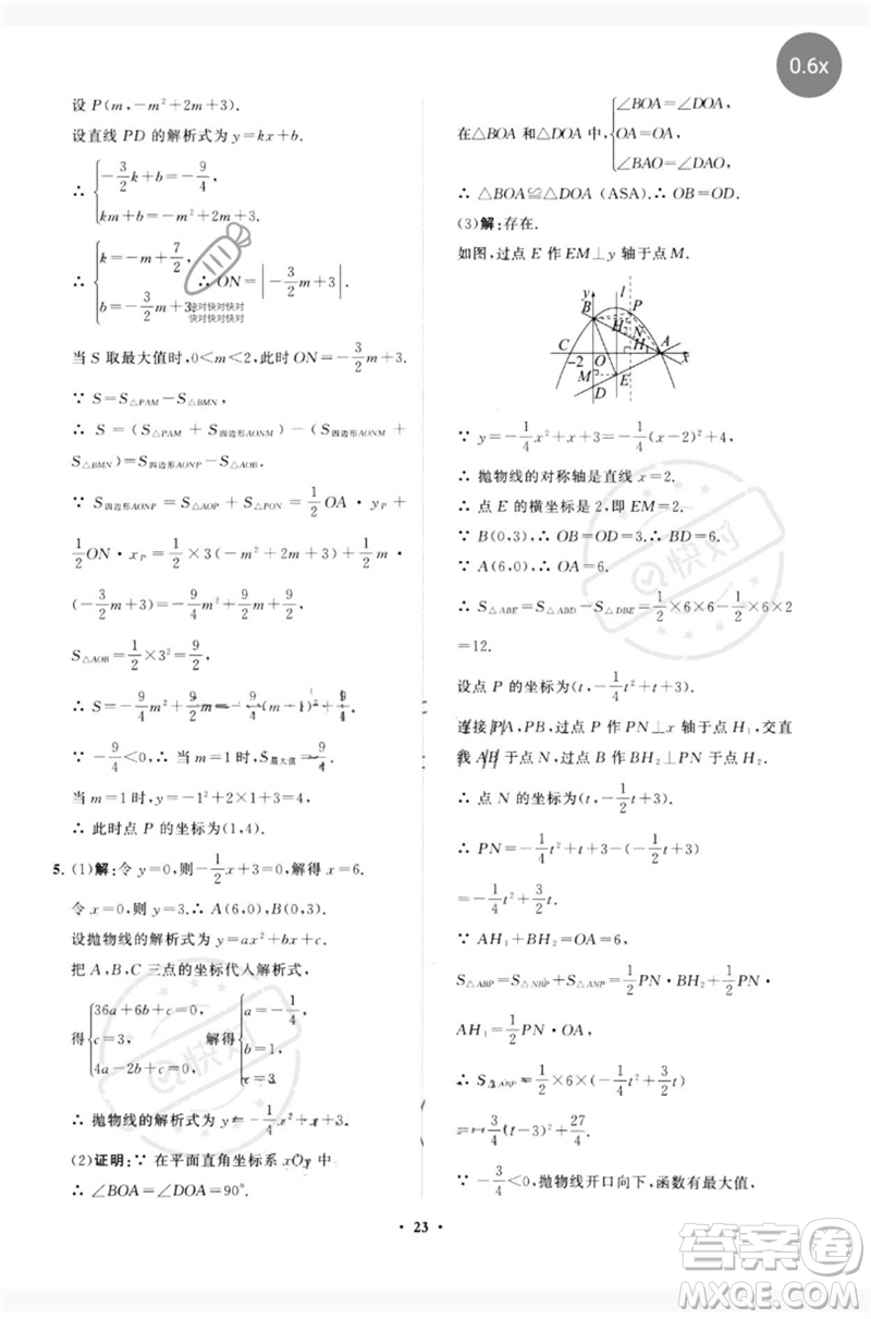 山東教育出版社2023初中總復(fù)習(xí)手冊分層專題卷九年級數(shù)學(xué)五四制通用版煙臺專版參考答案