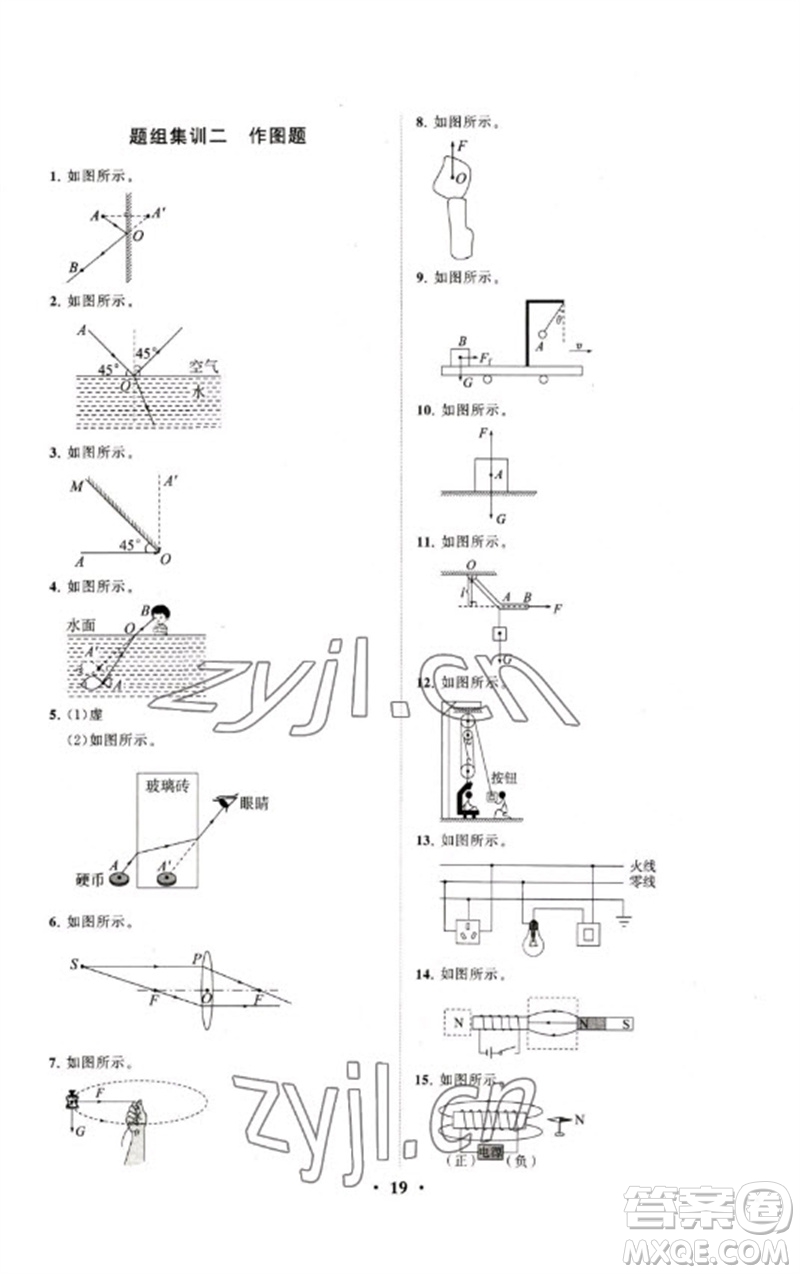 山東教育出版社2023初中總復(fù)習(xí)手冊分層專題卷九年級物理五四制通用版煙臺專版參考答案
