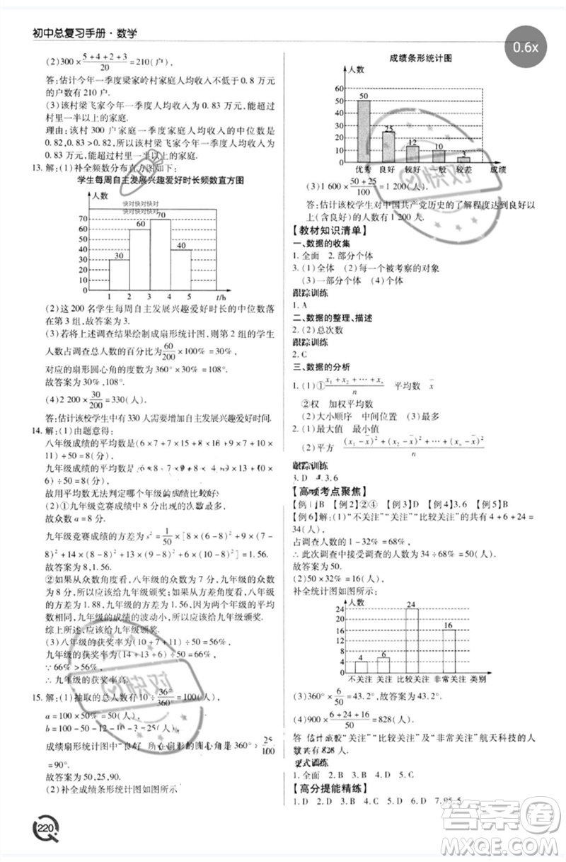 青島出版社2023初中總復習手冊九年級數(shù)學通用版參考答案