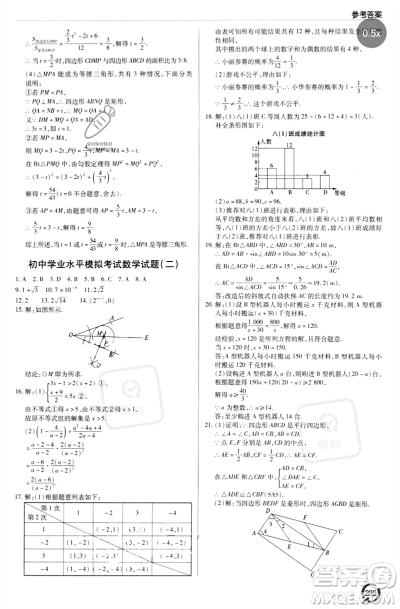 青島出版社2023初中總復習手冊九年級數(shù)學通用版參考答案