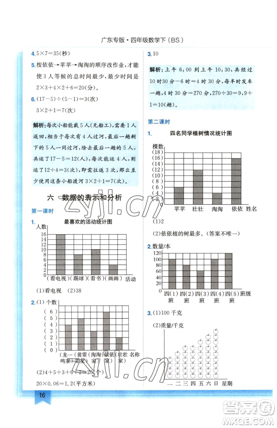 龍門書局2023黃岡小狀元作業(yè)本四年級下冊數學北師大版廣東專版參考答案