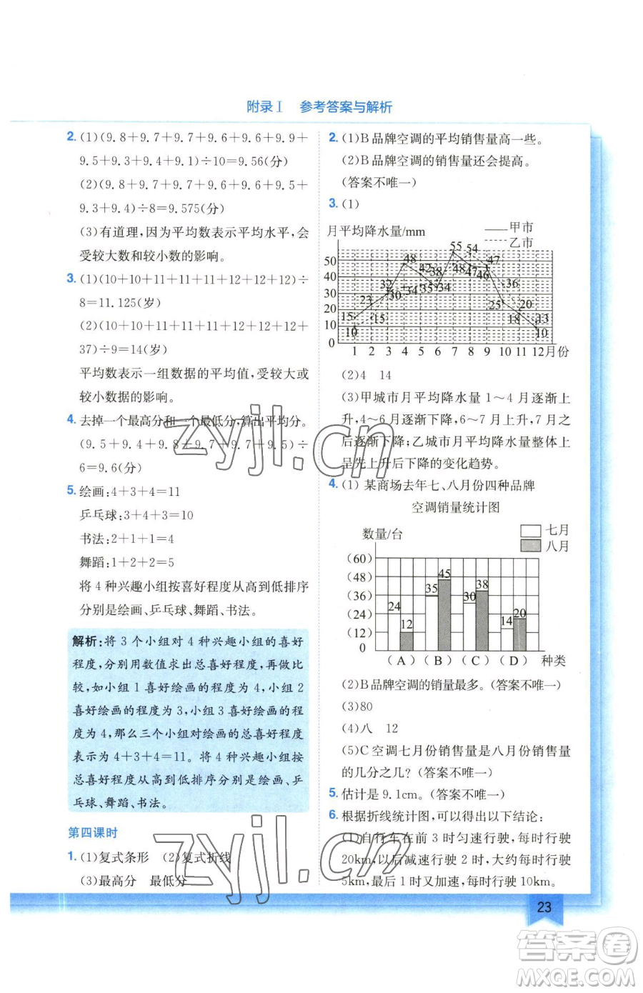 龍門書局2023黃岡小狀元作業(yè)本五年級下冊數(shù)學(xué)北師大版參考答案