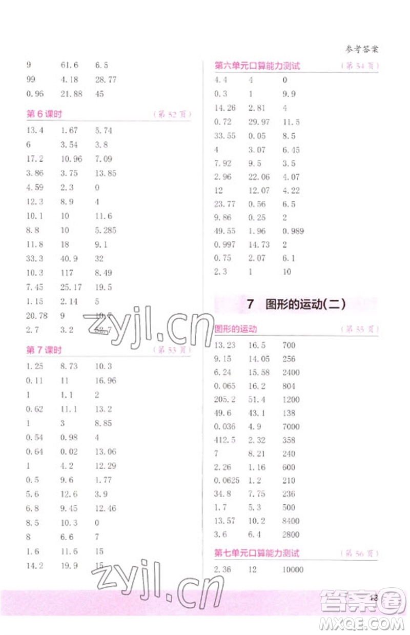 江蘇鳳凰少年兒童出版社2023口算小狀元口算速算天天練四年級數(shù)學下冊人教版參考答案