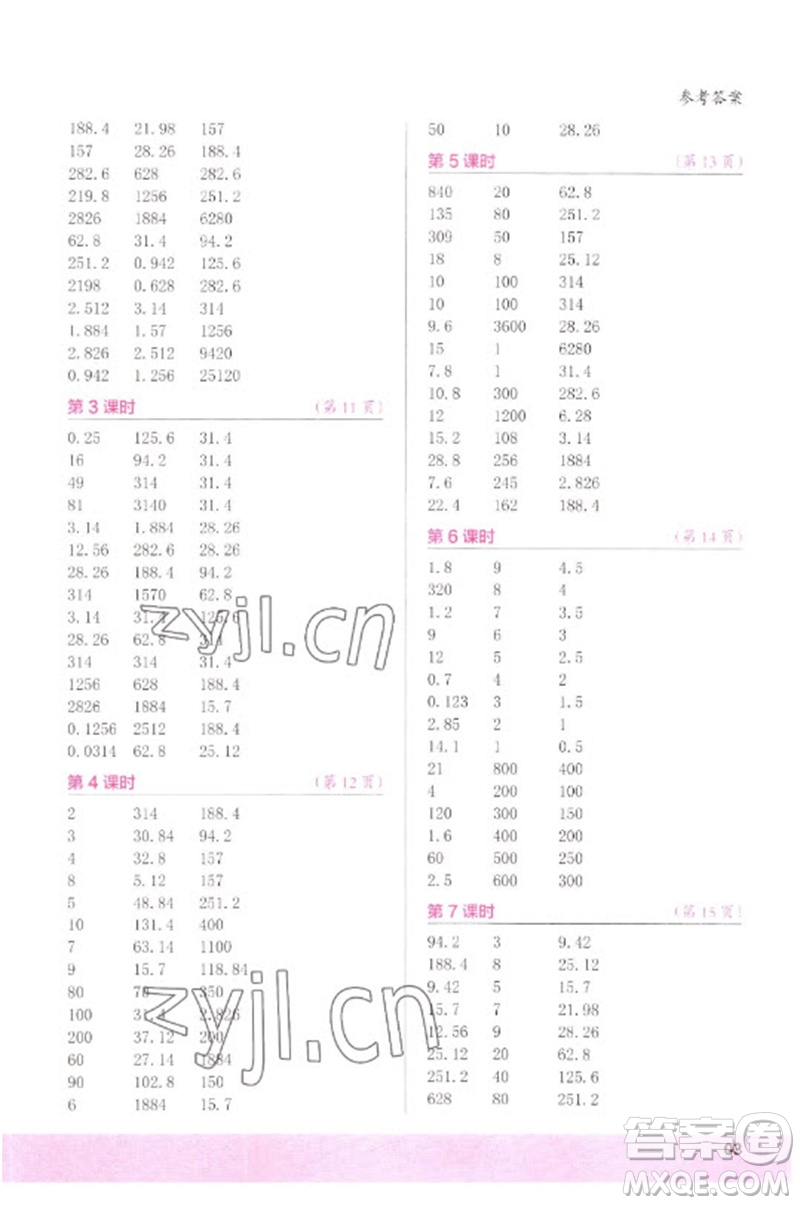 江蘇鳳凰少年兒童出版社2023口算小狀元口算速算天天練六年級數(shù)學(xué)下冊人教版參考答案