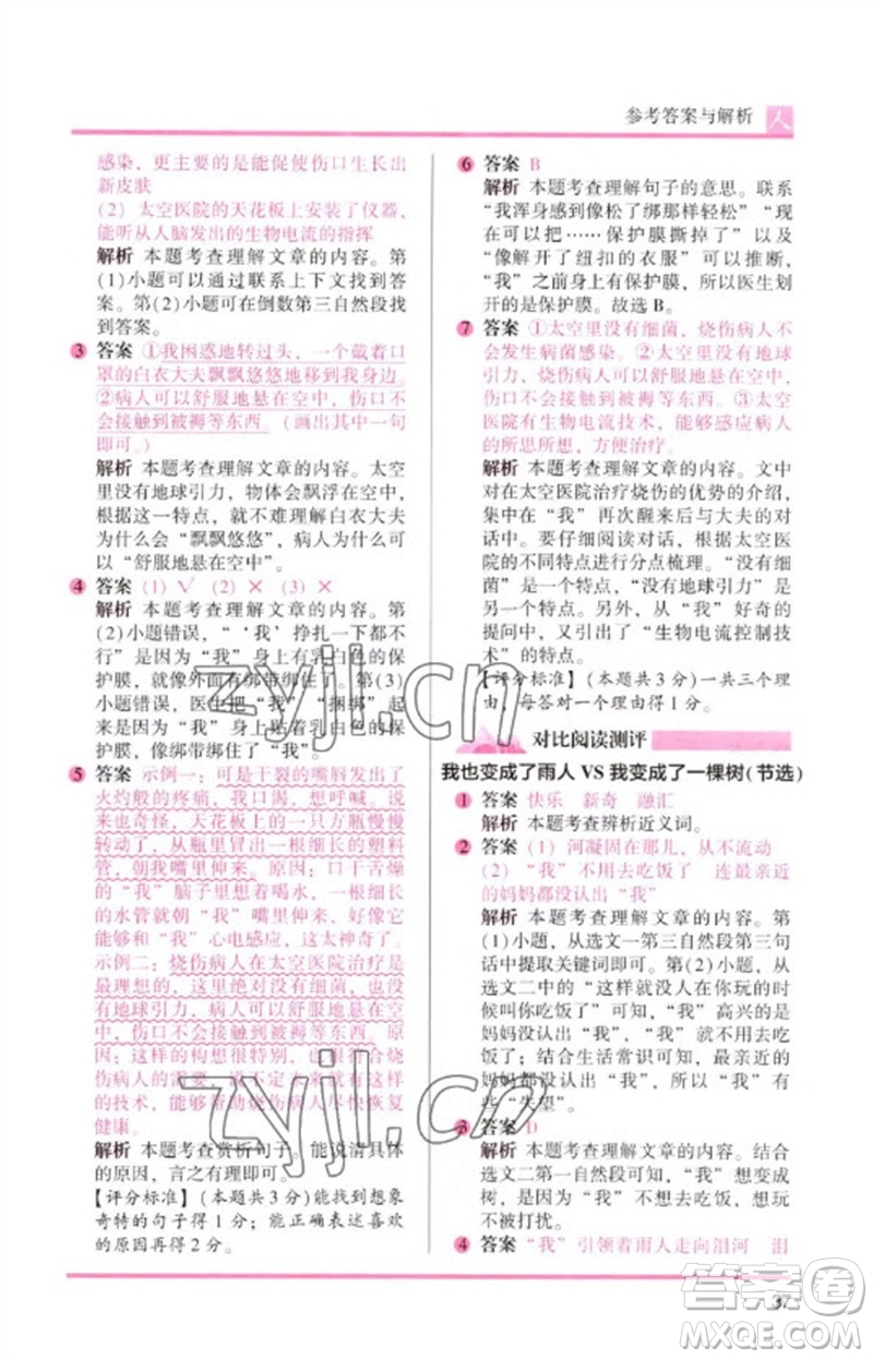 湖南師范大學(xué)出版社2023木頭馬閱讀力測評三年級語文人教版B版參考答案