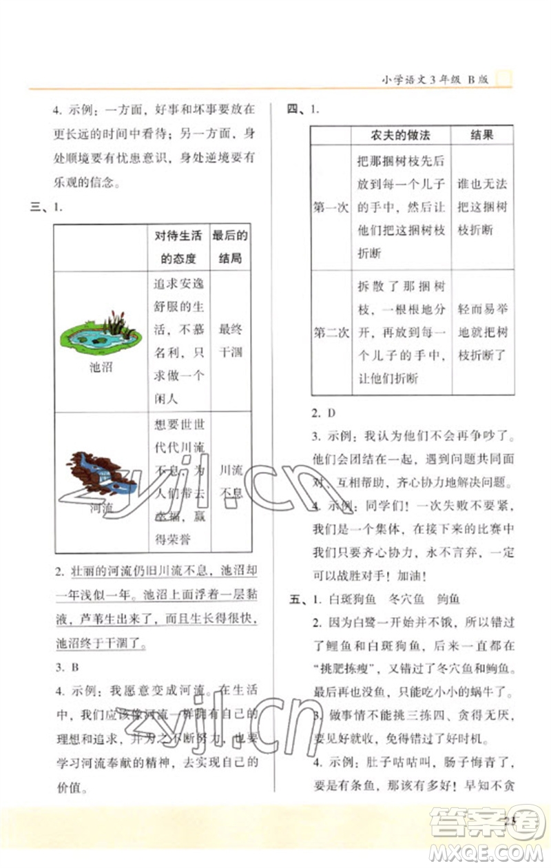 湖南師范大學(xué)出版社2023木頭馬閱讀力測評三年級語文人教版B版參考答案