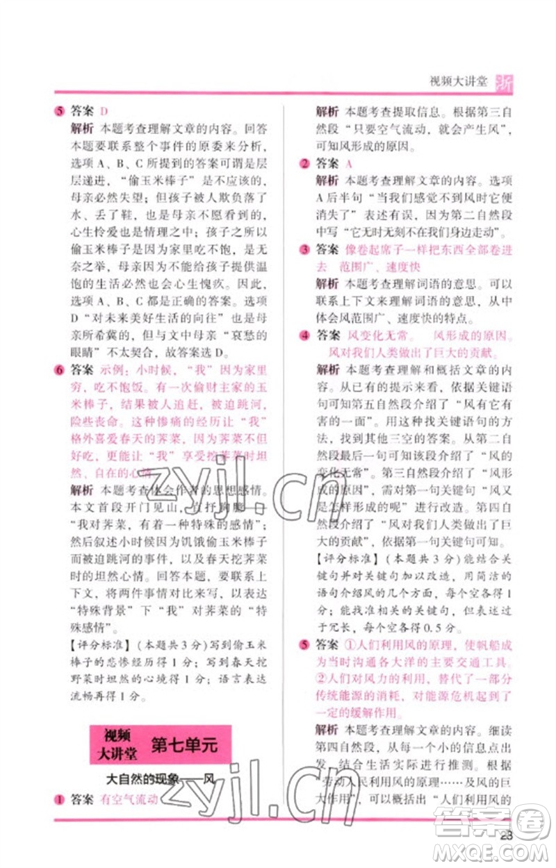 江蘇鳳凰文藝出版社2023木頭馬閱讀力測評(píng)三年級(jí)語文下冊(cè)人教版浙江專版B版參考答案