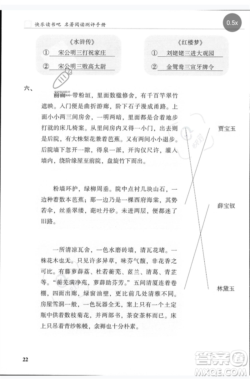 湖南師范大學(xué)出版社2023木頭馬閱讀力測(cè)評(píng)五年級(jí)語(yǔ)文人教版B版參考答案