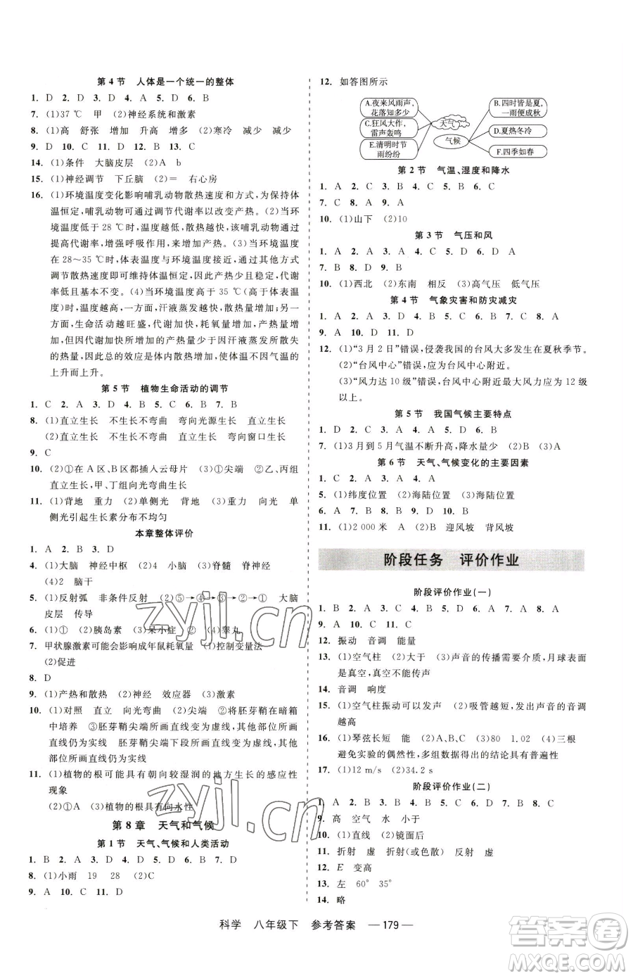 天津人民出版社2023精彩練習(xí)就練這一本八年級下冊科學(xué)華師大版參考答案