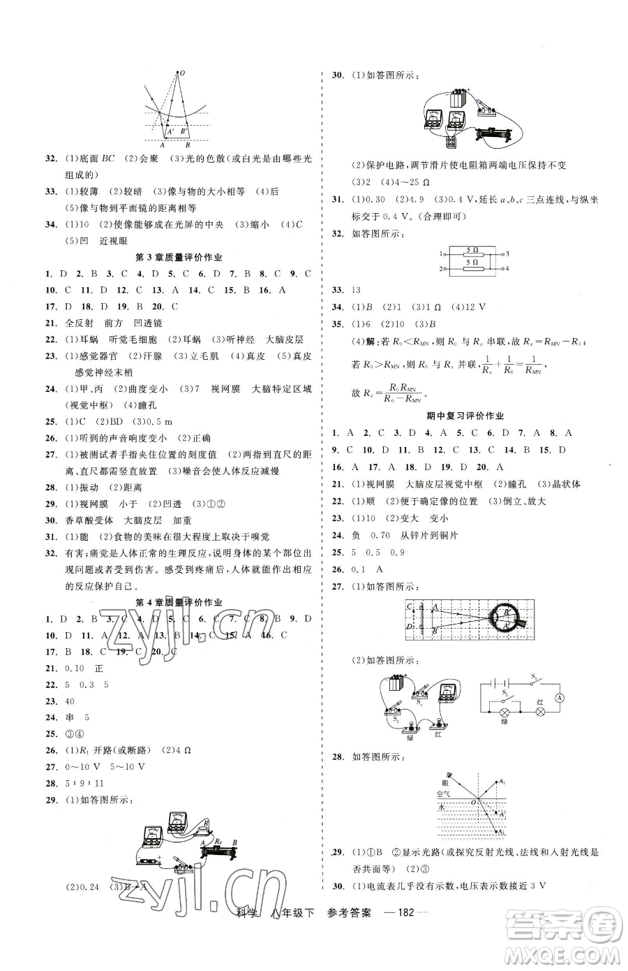天津人民出版社2023精彩練習(xí)就練這一本八年級下冊科學(xué)華師大版參考答案