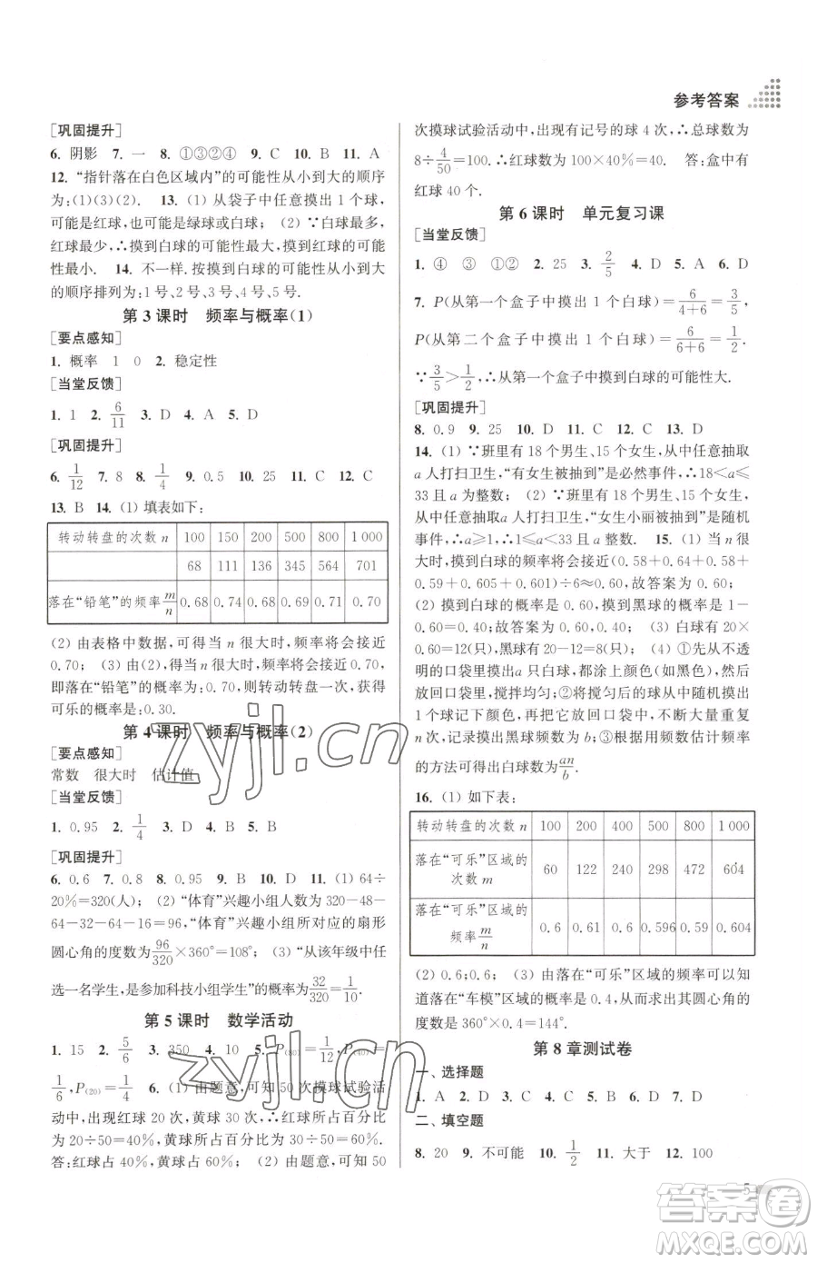 江蘇鳳凰美術(shù)出版社2023創(chuàng)新課時作業(yè)本八年級下冊數(shù)學江蘇版參考答案