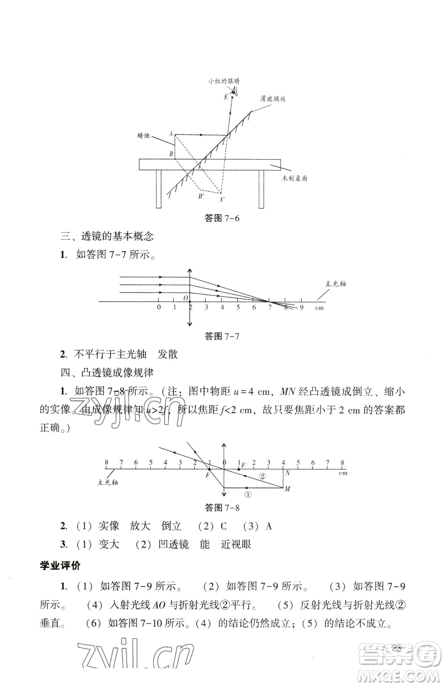 廣州出版社2023陽(yáng)光學(xué)業(yè)評(píng)價(jià)九年級(jí)下冊(cè)物理人教版參考答案