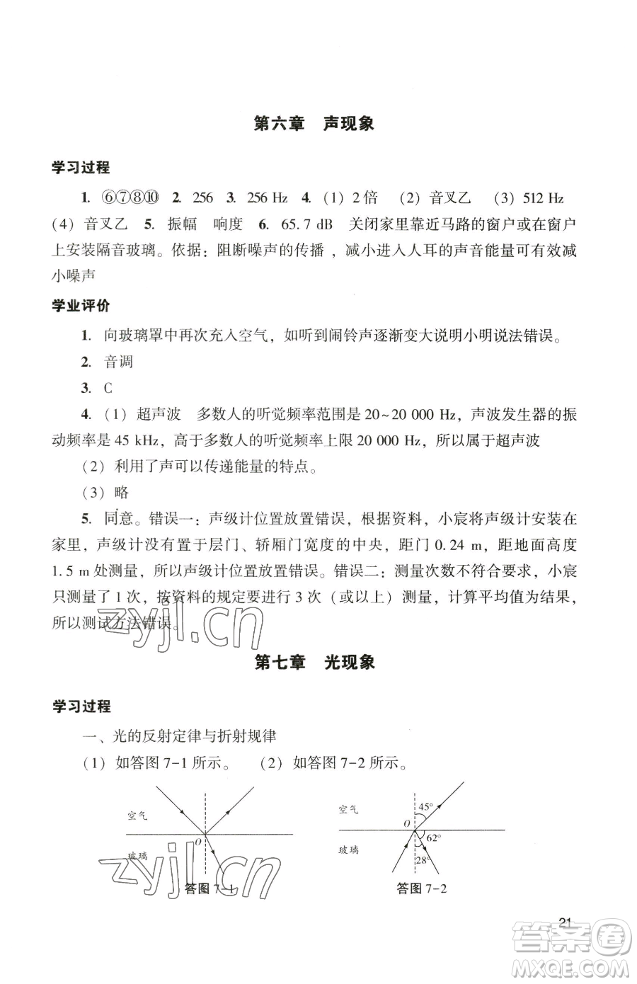 廣州出版社2023陽(yáng)光學(xué)業(yè)評(píng)價(jià)九年級(jí)下冊(cè)物理人教版參考答案