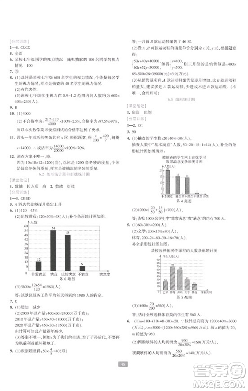 浙江教育出版社2023精準(zhǔn)學(xué)與練七年級數(shù)學(xué)下冊浙教版參考答案