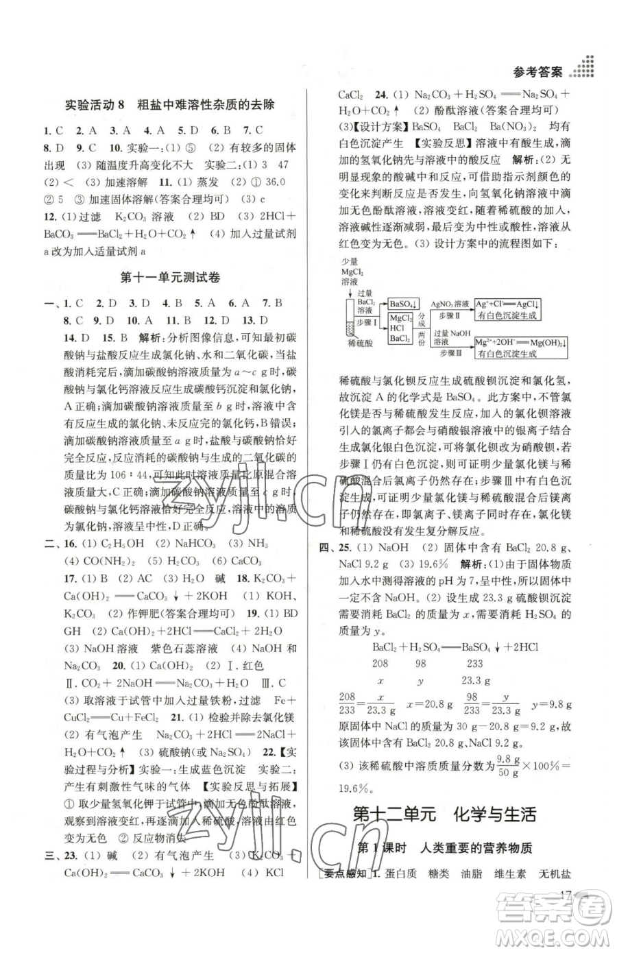 江蘇鳳凰美術(shù)出版社2023創(chuàng)新課時(shí)作業(yè)本九年級(jí)下冊(cè)化學(xué)全國版參考答案