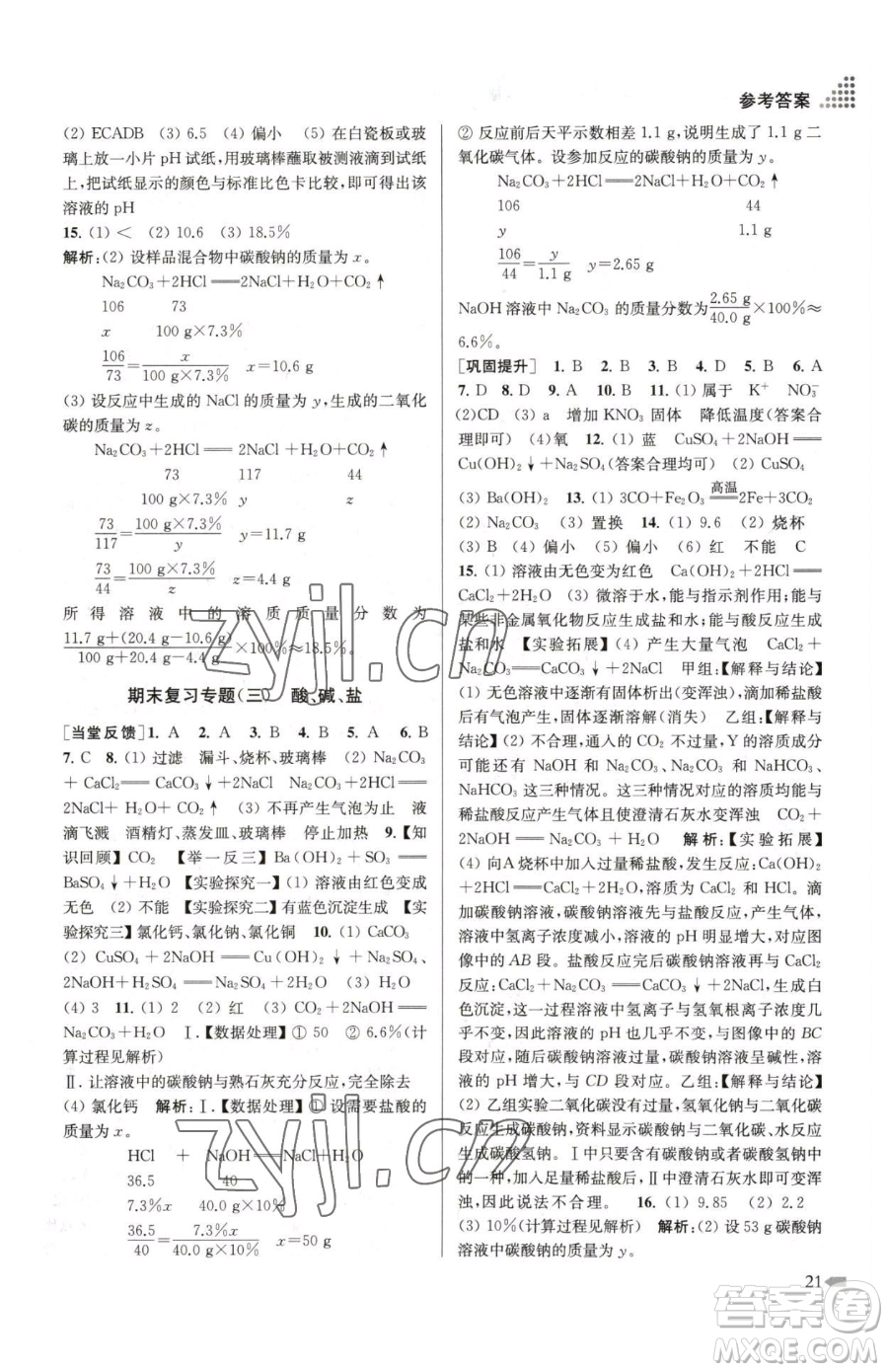 江蘇鳳凰美術(shù)出版社2023創(chuàng)新課時(shí)作業(yè)本九年級(jí)下冊(cè)化學(xué)全國版參考答案