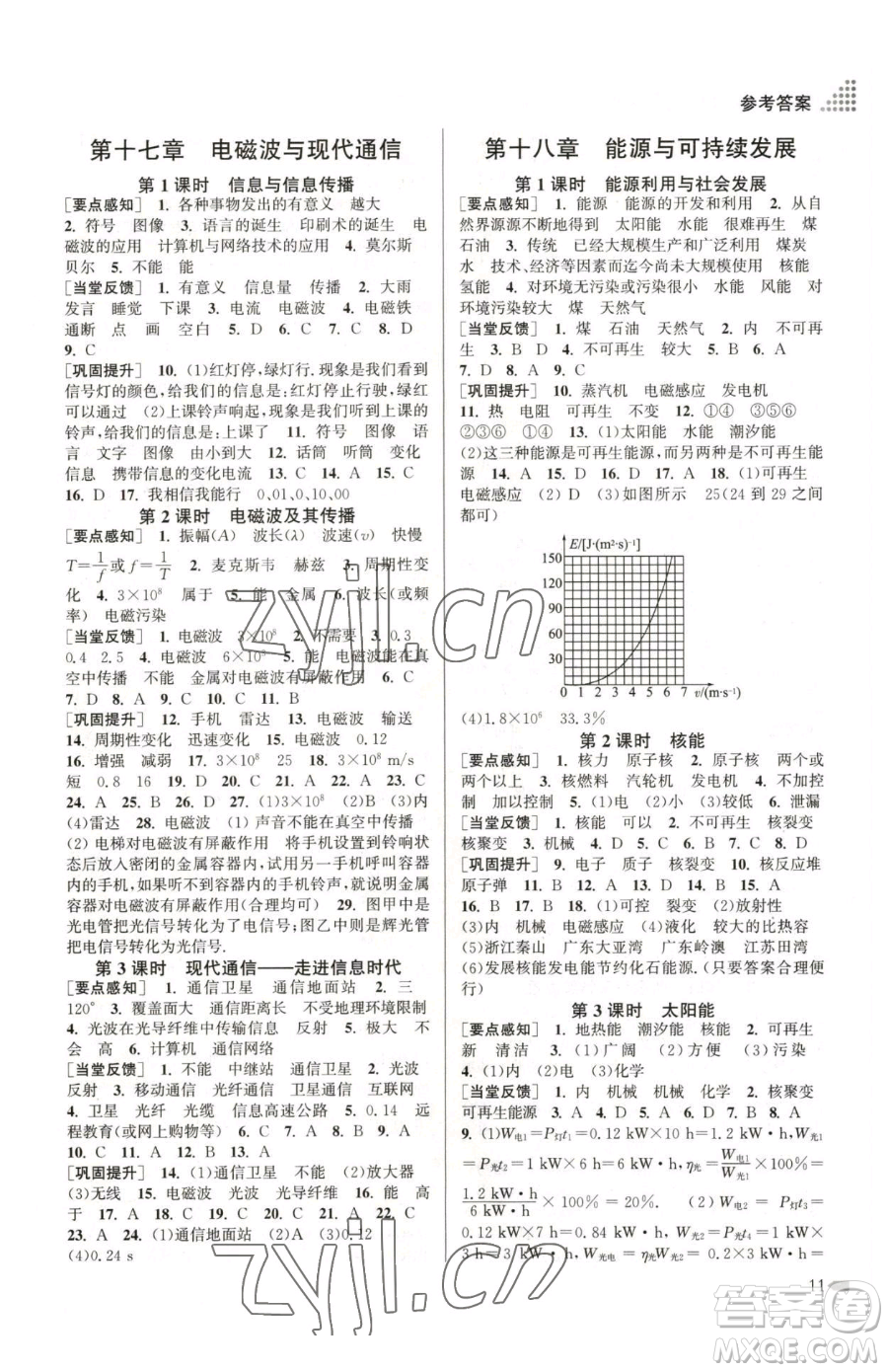 江蘇鳳凰美術出版社2023創(chuàng)新課時作業(yè)本九年級下冊物理江蘇版參考答案