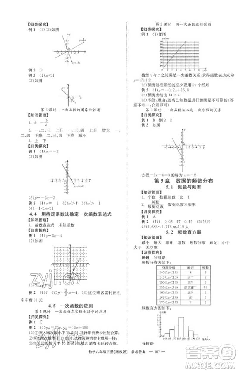 湖南教育出版社2023全效學(xué)習(xí)同步學(xué)練測八年級數(shù)學(xué)下冊湘教版參考答案