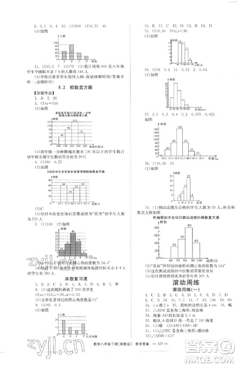 湖南教育出版社2023全效學(xué)習(xí)同步學(xué)練測八年級數(shù)學(xué)下冊湘教版參考答案