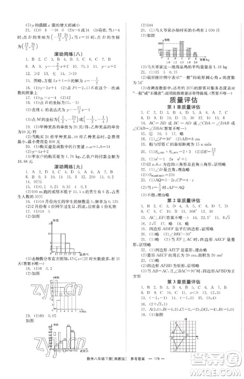 湖南教育出版社2023全效學(xué)習(xí)同步學(xué)練測八年級數(shù)學(xué)下冊湘教版參考答案