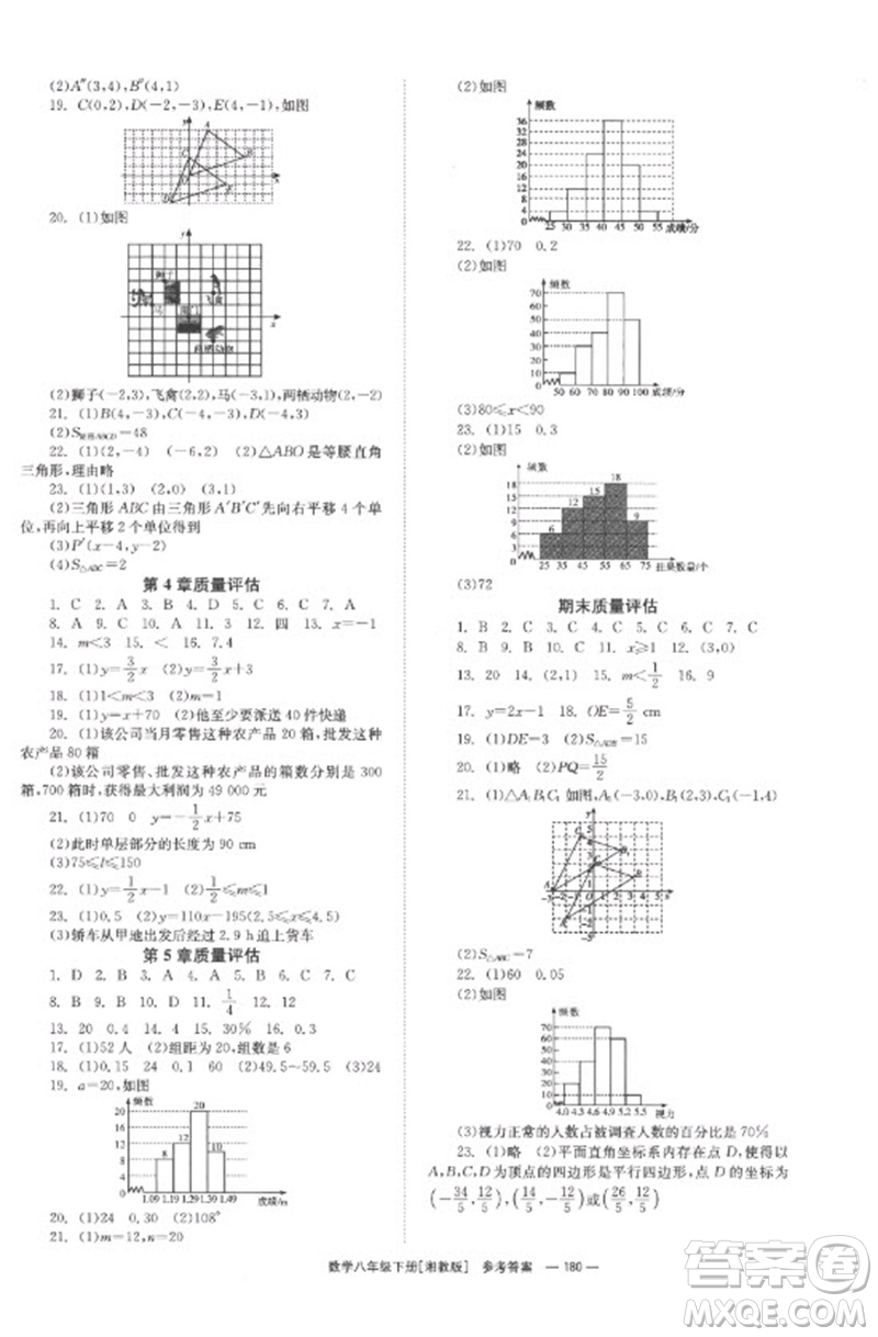 湖南教育出版社2023全效學(xué)習(xí)同步學(xué)練測八年級數(shù)學(xué)下冊湘教版參考答案