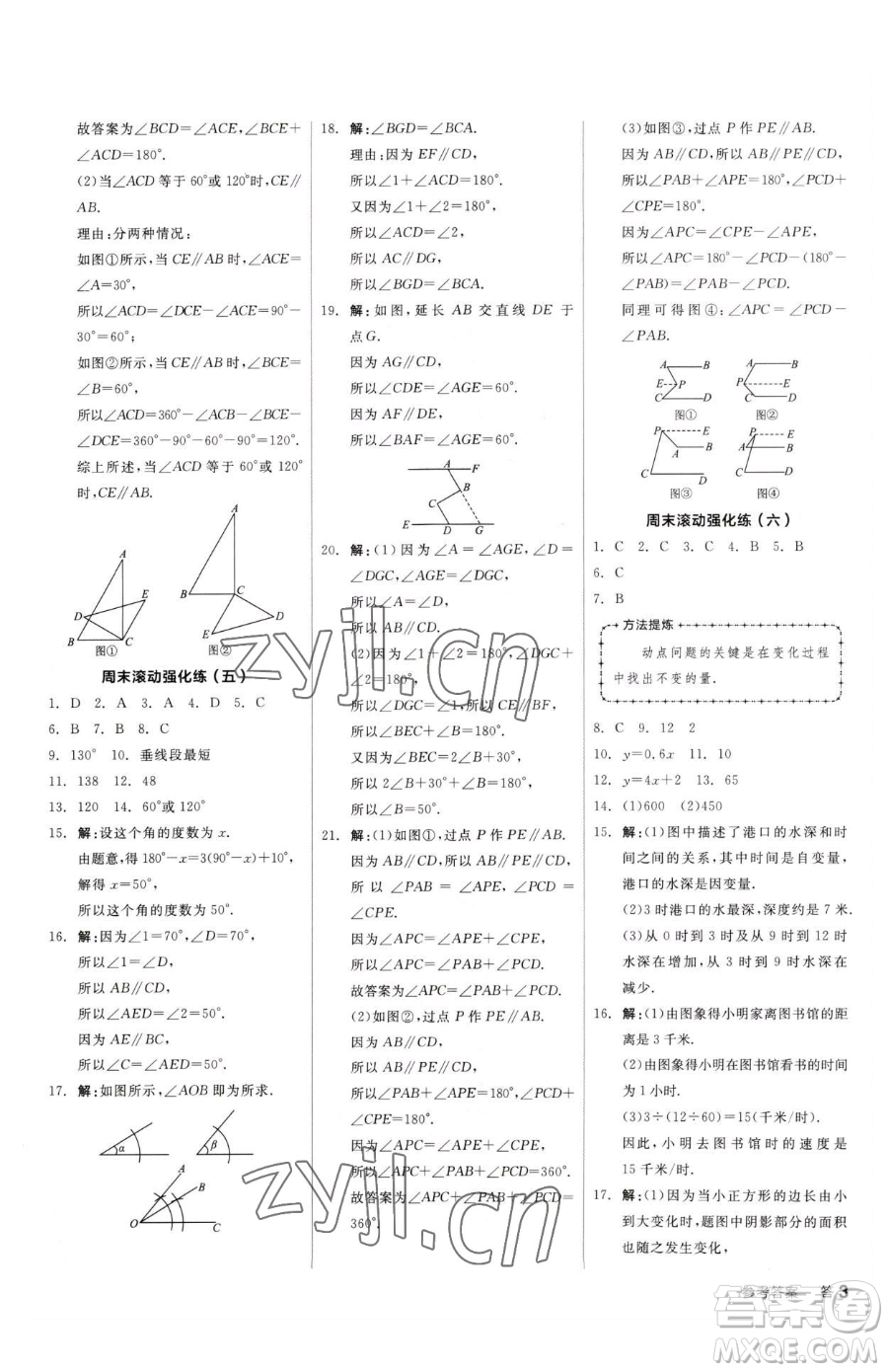 陽(yáng)光出版社2023全品小復(fù)習(xí)七年級(jí)下冊(cè)數(shù)學(xué)北師大版參考答案