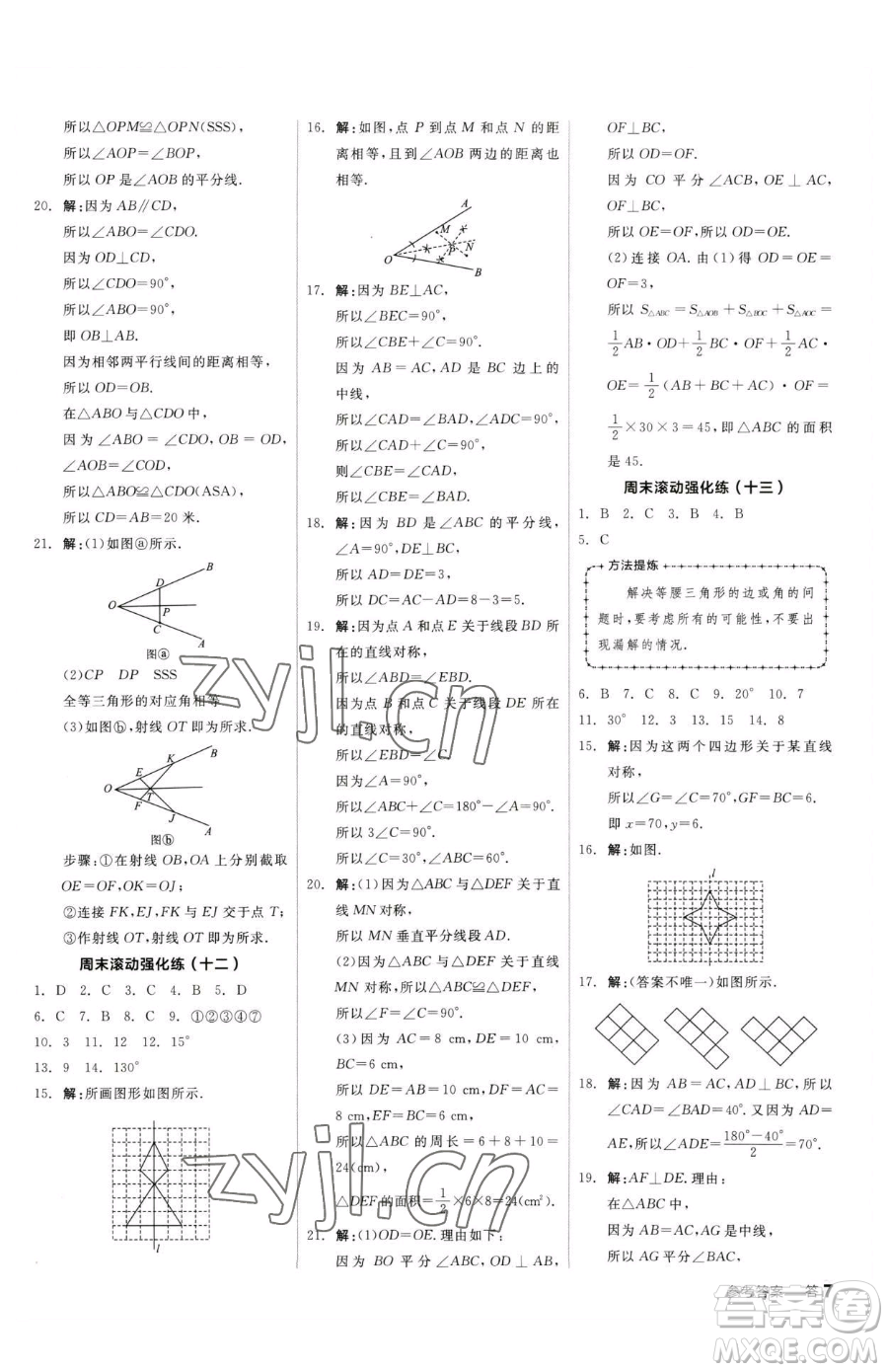 陽(yáng)光出版社2023全品小復(fù)習(xí)七年級(jí)下冊(cè)數(shù)學(xué)北師大版參考答案