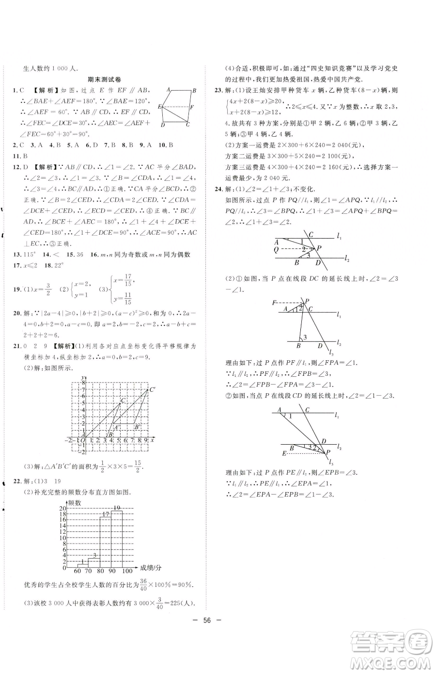 合肥工業(yè)大學(xué)出版社2023全頻道課時(shí)作業(yè)七年級下冊數(shù)學(xué)人教版參考答案