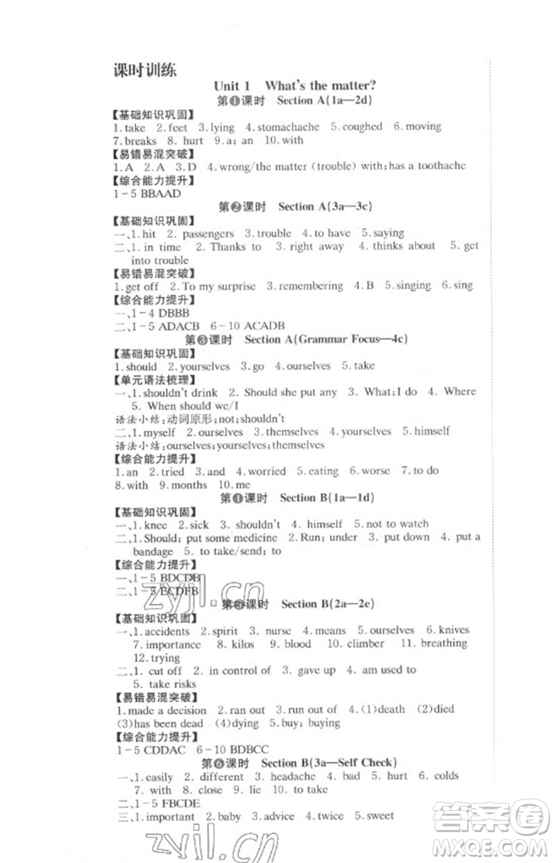 北京時(shí)代華文書(shū)局2023全效學(xué)習(xí)學(xué)業(yè)評(píng)價(jià)方案八年級(jí)英語(yǔ)下冊(cè)人教版參考答案