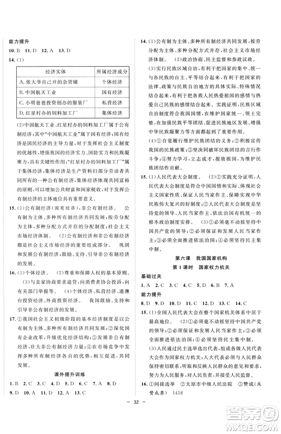 合肥工業(yè)大學(xué)出版社2023全頻道課時作業(yè)八年級下冊道德與法治人教版參考答案