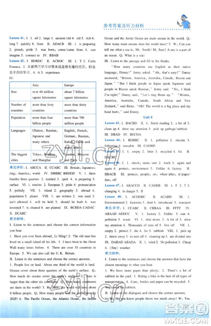 河北教育出版社2023同步練習冊八年級英語下冊冀教版參考答案