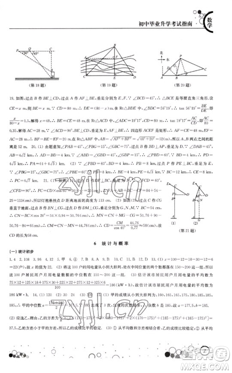 江蘇鳳凰科學(xué)技術(shù)出版社2023初中畢業(yè)升學(xué)考試指南九年級數(shù)學(xué)通用版參考答案