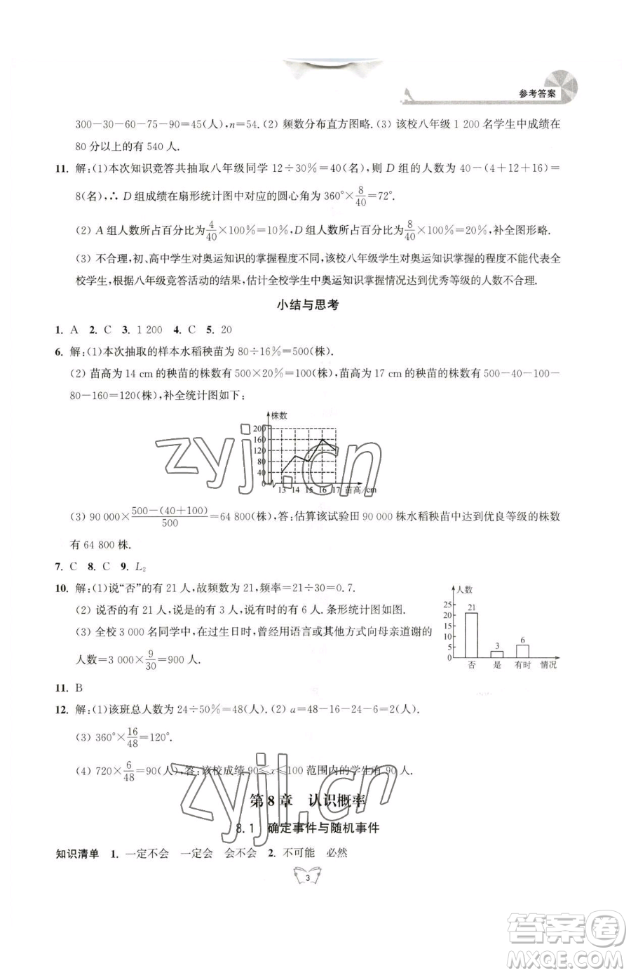 江蘇人民出版社2023創(chuàng)新課時作業(yè)本八年級下冊數(shù)學(xué)蘇科版參考答案