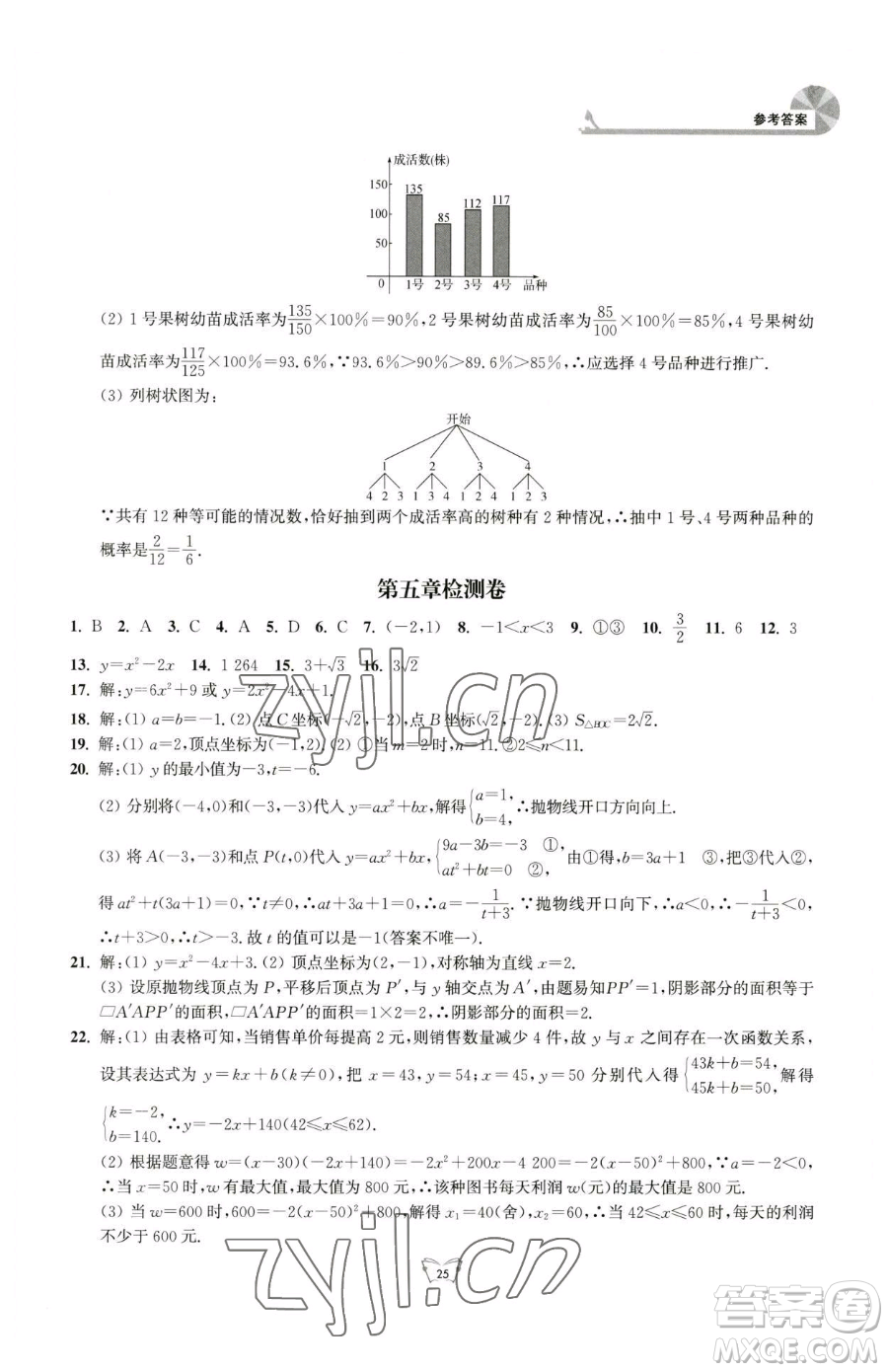 江蘇人民出版社2023創(chuàng)新課時作業(yè)本九年級下冊數(shù)學(xué)蘇科版參考答案