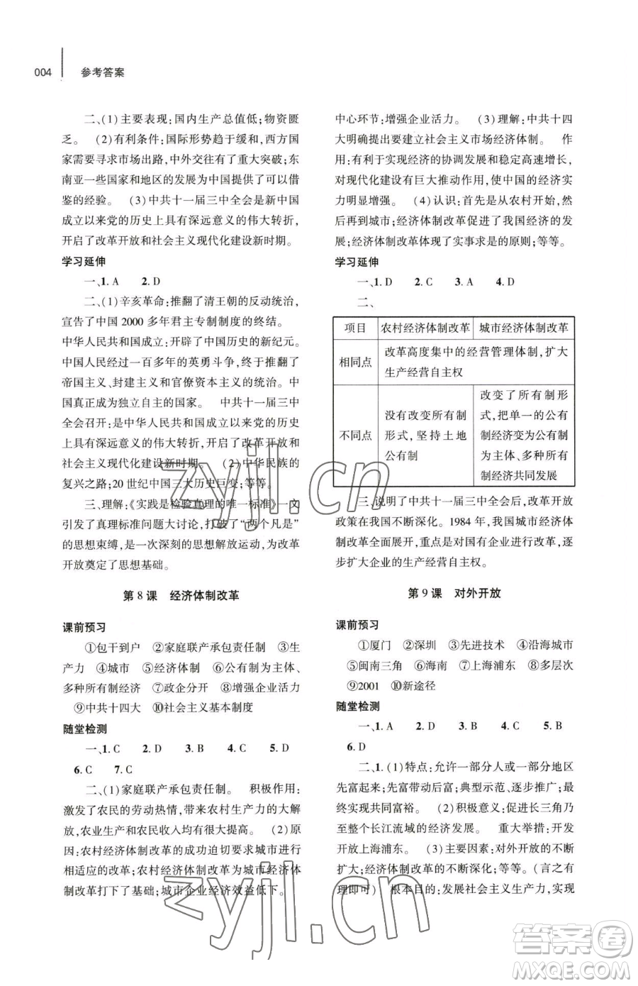 大象出版社2023基礎(chǔ)訓(xùn)練八年級(jí)下冊(cè)歷史人教版參考答案