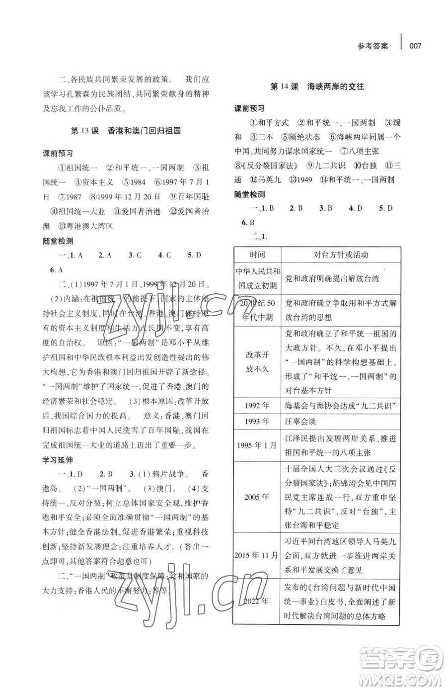 大象出版社2023基礎(chǔ)訓(xùn)練八年級(jí)下冊(cè)歷史人教版參考答案