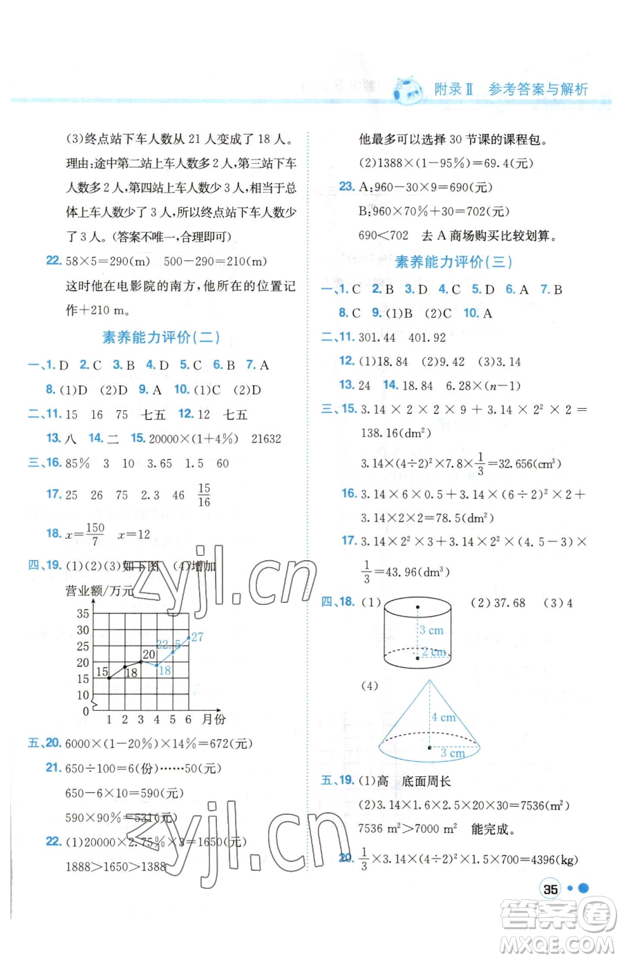 龍門書局2023黃岡小狀元練重點(diǎn)培優(yōu)同步作業(yè)六年級(jí)下冊數(shù)學(xué)人教版參考答案