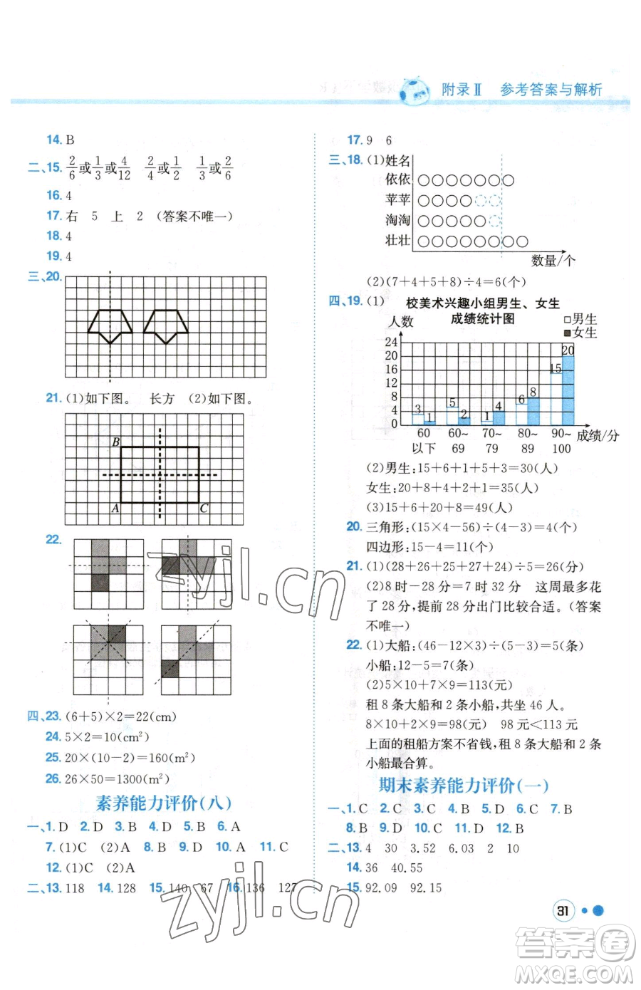 龍門書局2023黃岡小狀元練重點(diǎn)培優(yōu)同步作業(yè)四年級下冊數(shù)學(xué)人教版參考答案